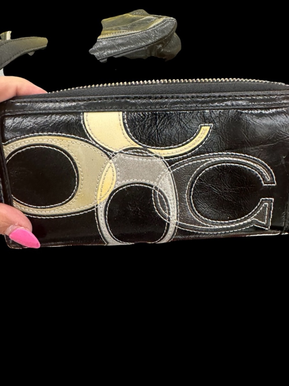 Coach Signature Patchwork Tote + Matching Wallet Set | Leather | Brown Neutral - Picture 3 of 5